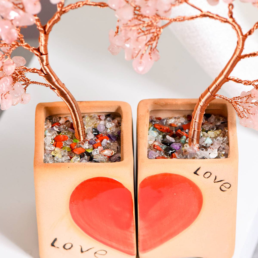 Eternal Bond – Crystal Couple Trees with Heart Base