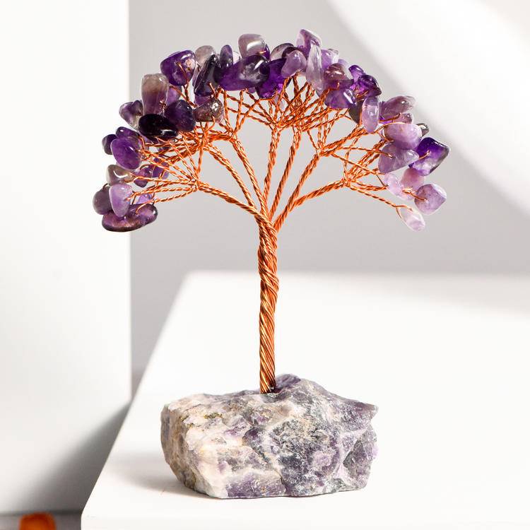Raw Energy – Crystal Tree on Natural Stone Base