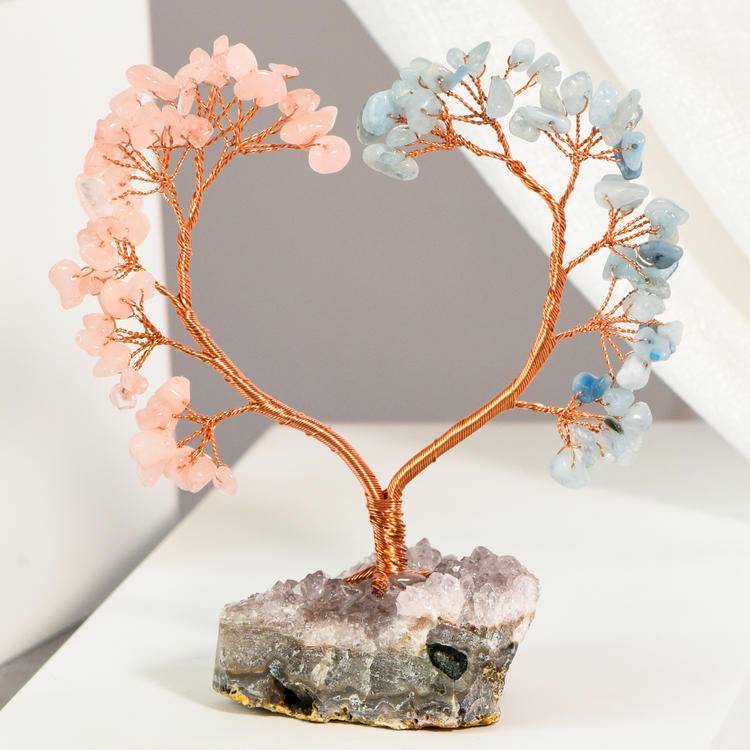 Heart of Harmony – Natural Crystal Tree with Amethyst Cluster Base