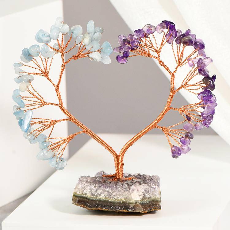 Heart of Harmony – Natural Crystal Tree with Amethyst Cluster Base