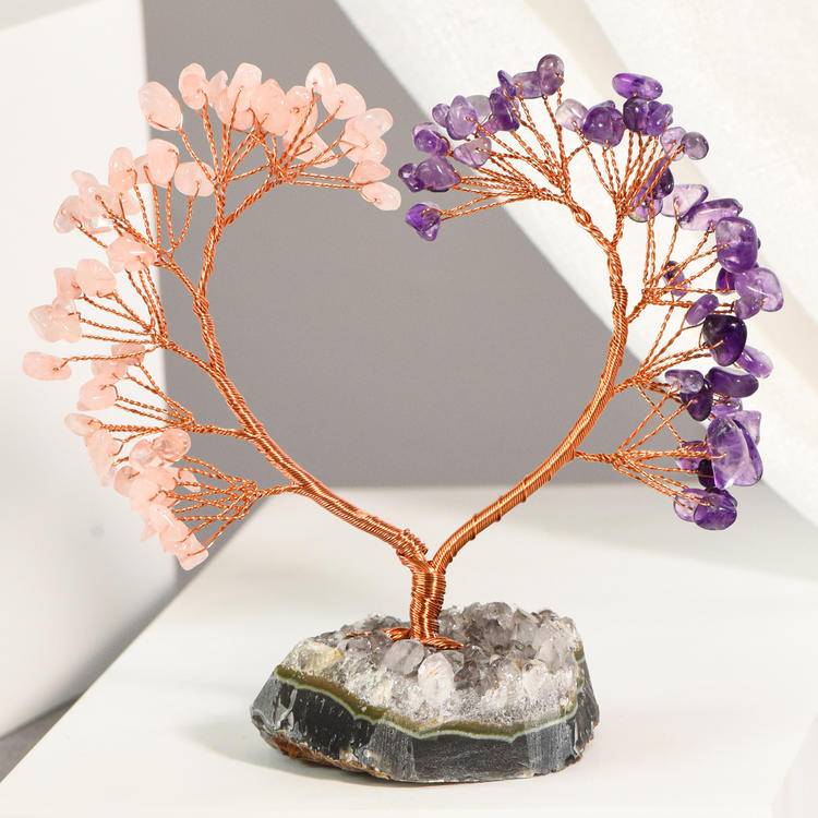 Heart of Harmony – Natural Crystal Tree with Amethyst Cluster Base