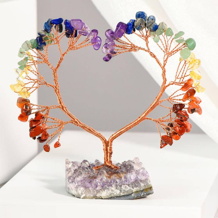 Heart of Harmony – Natural Crystal Tree with Amethyst Cluster Base