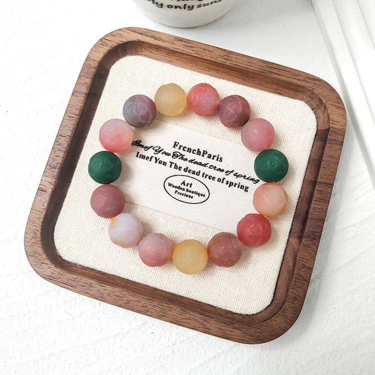 Fortunate Heart Four-Leaf Clover Yanyuan Agate Bracelet