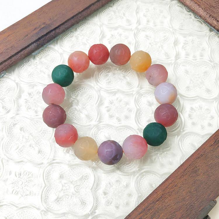 Fortunate Heart Four-Leaf Clover Yanyuan Agate Bracelet