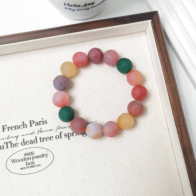 Fortunate Heart Four-Leaf Clover Yanyuan Agate Bracelet