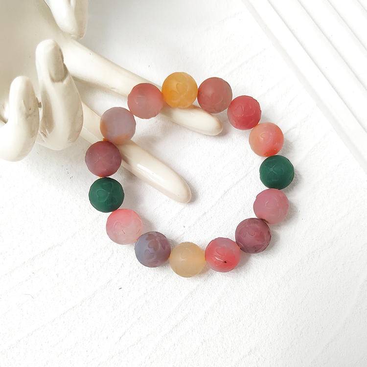 Fortunate Heart Four-Leaf Clover Yanyuan Agate Bracelet