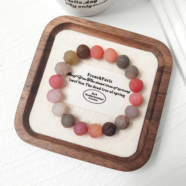 Grounded Grace Carved Lotus Yanyuan Agate Bracelet