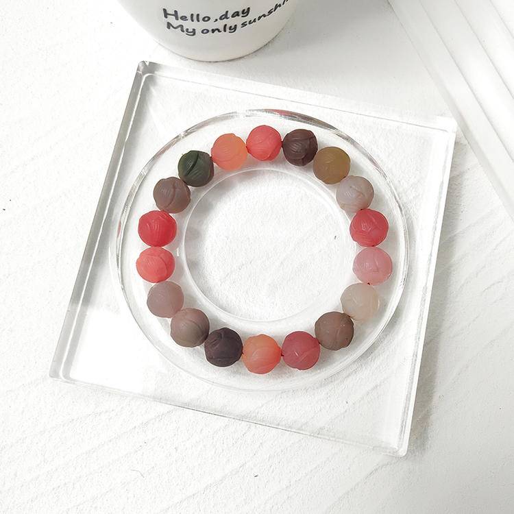 Grounded Grace Carved Lotus Yanyuan Agate Bracelet