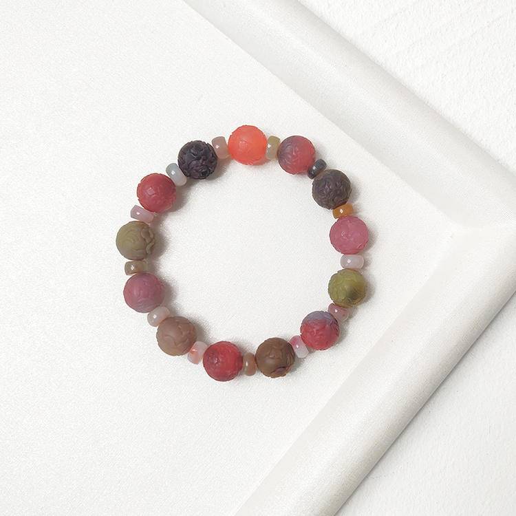 Graceful Bloom Yanyuan Agate Carved Flower Bracelet