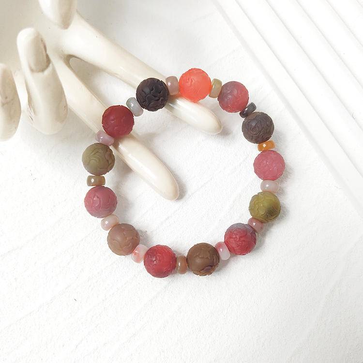 Graceful Bloom Yanyuan Agate Carved Flower Bracelet