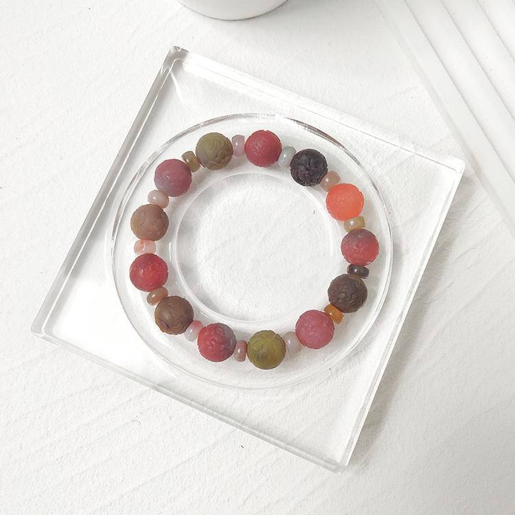 Graceful Bloom Yanyuan Agate Carved Flower Bracelet