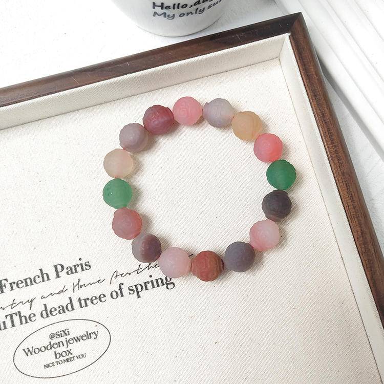 Inner Serenity Yanyuan Agate Floating Floral Engraving Bracelet