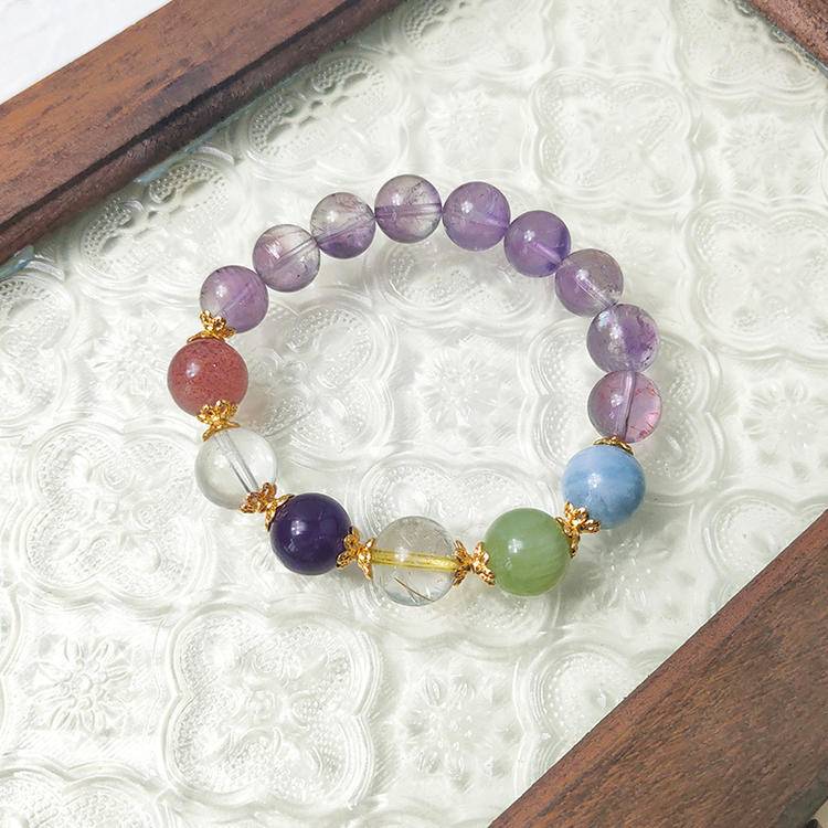 Brazilian Harmony – Amethyst, Jade & Aquamarine Balance Bracelet