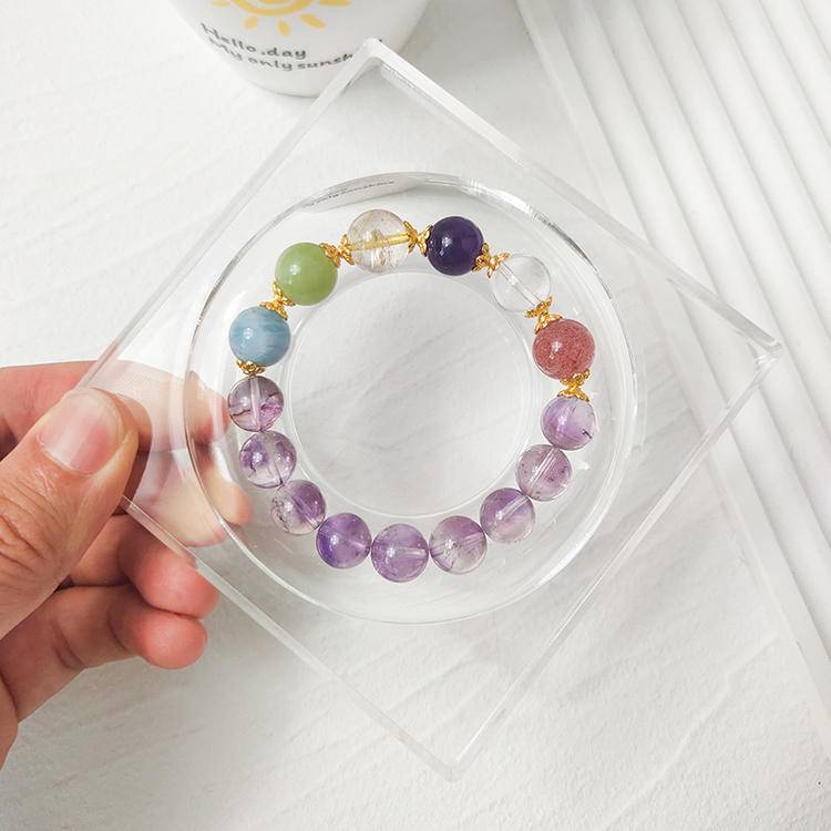 Brazilian Harmony – Amethyst, Jade & Aquamarine Balance Bracelet