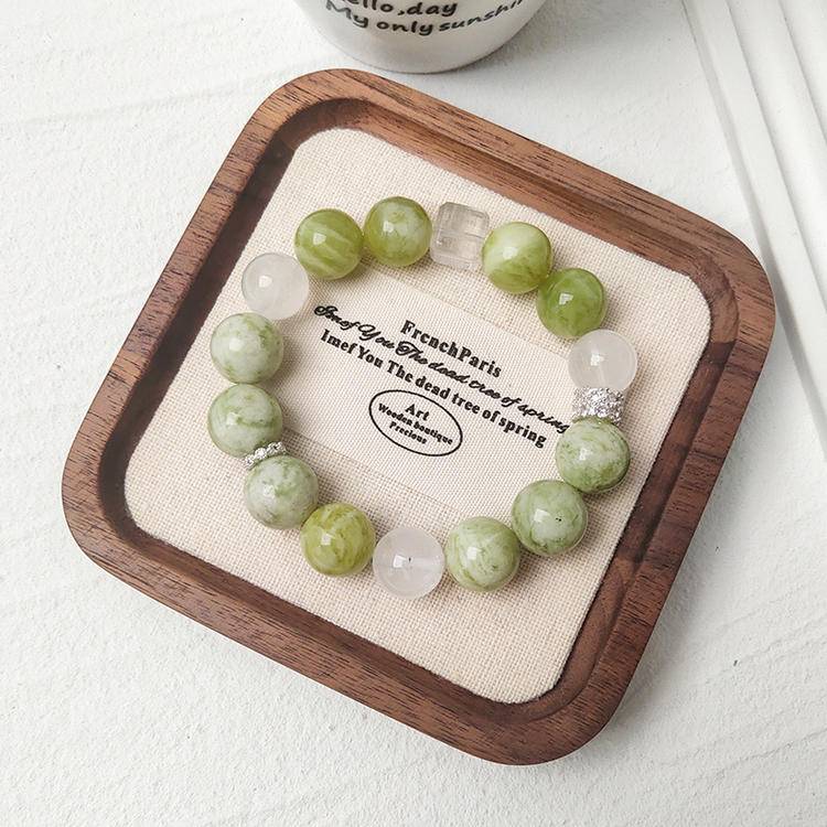 Serene Spirit White Phantom Quartz & Xiuyan Jade Bracelet