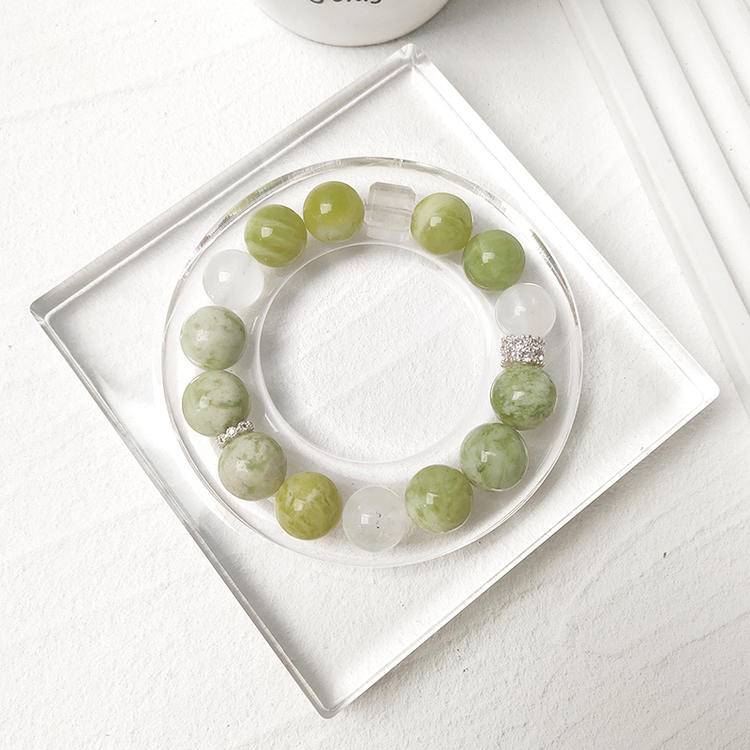 Serene Spirit White Phantom Quartz & Xiuyan Jade Bracelet