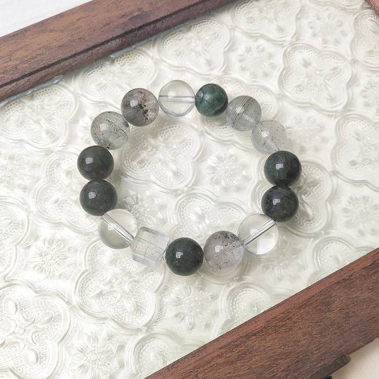 Abundance Flow Green Phantom Quartz Trio Prosperity Bracelet