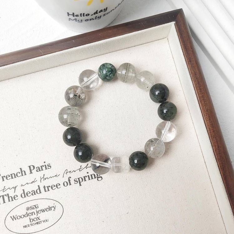 Abundance Flow Green Phantom Quartz Trio Prosperity Bracelet