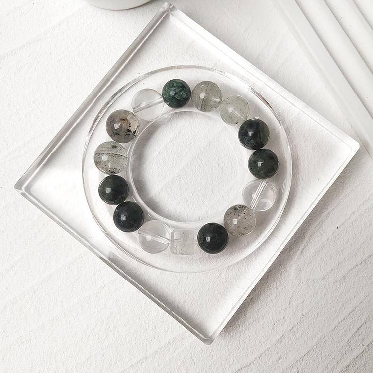 Abundance Flow Green Phantom Quartz Trio Prosperity Bracelet