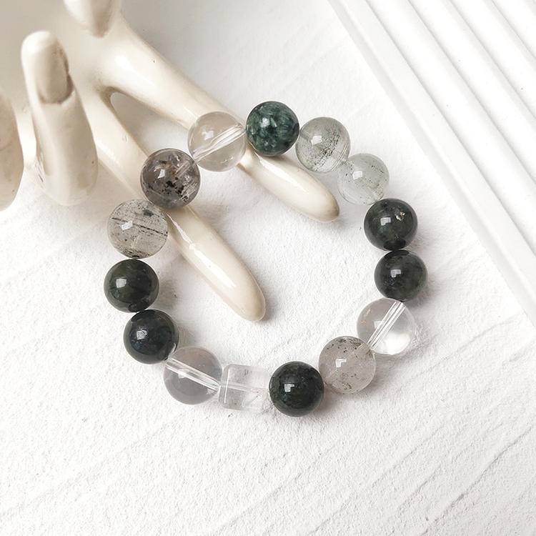 Abundance Flow Green Phantom Quartz Trio Prosperity Bracelet