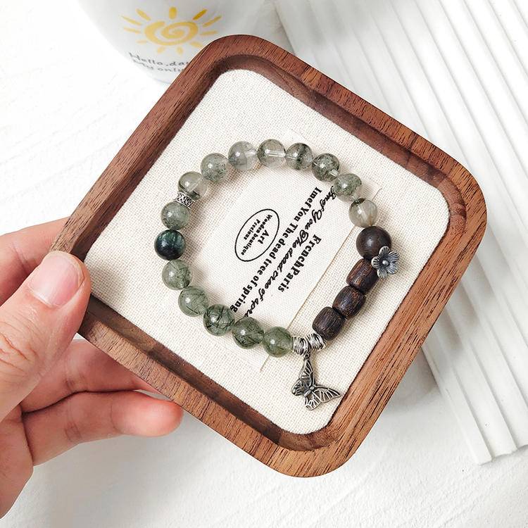 Prosperity & Wisdom Green Phantom Quartz & Agarwood Bracelet