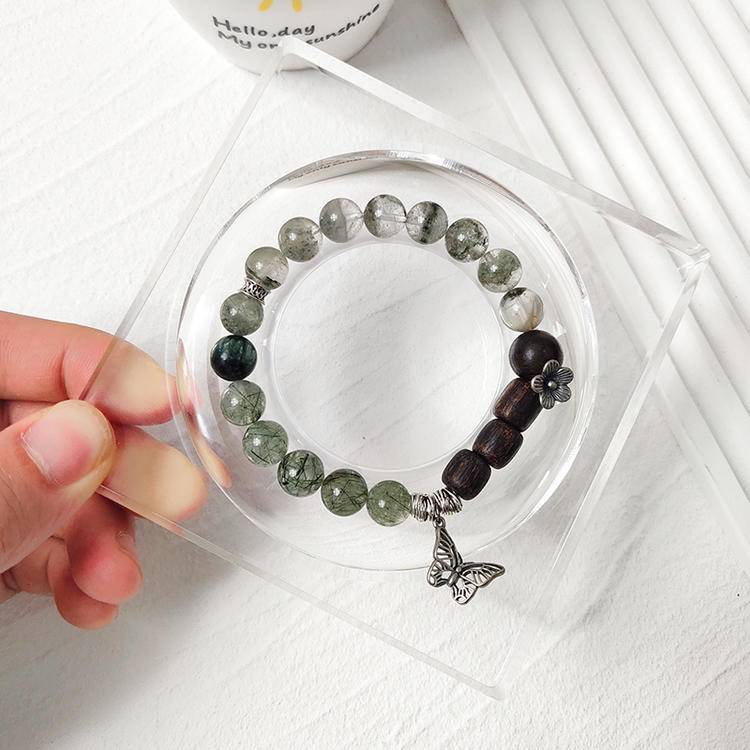 Prosperity & Wisdom Green Phantom Quartz & Agarwood Bracelet