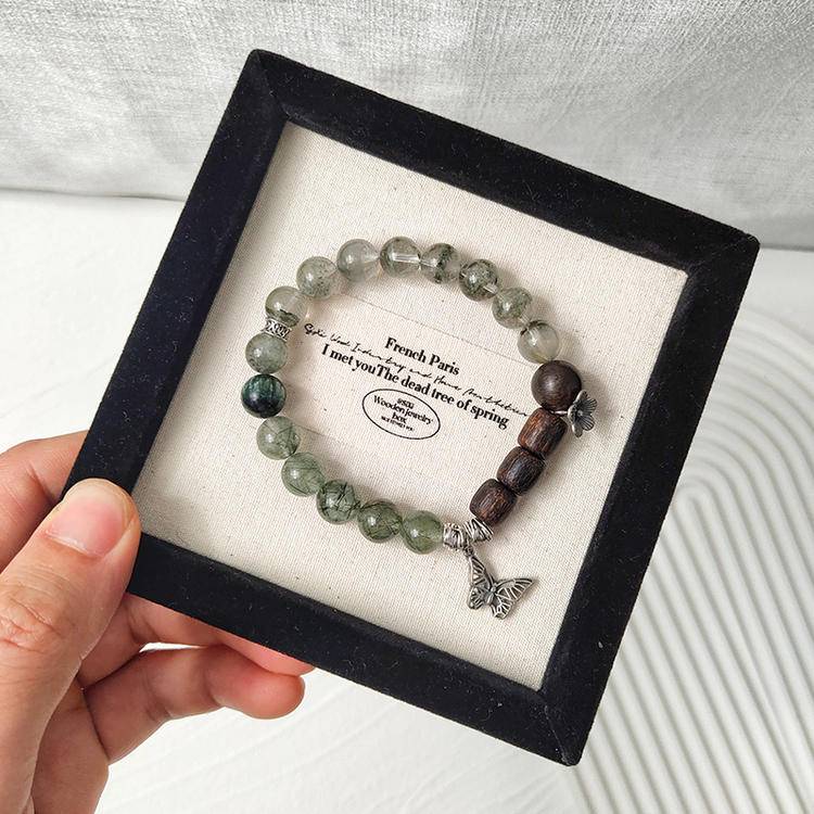 Prosperity & Wisdom Green Phantom Quartz & Agarwood Bracelet