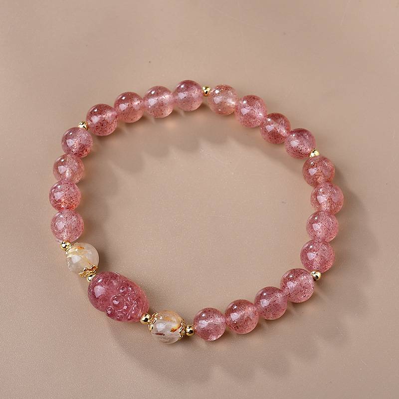 Wealth & Love Strawberry Quartz & Pi Xiu Prosperity Bracelet
