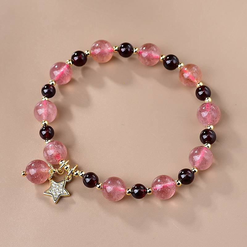 Passionate Love Strawberry Quartz & Garnet Devotion Bracelet