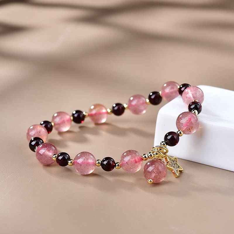 Passionate Love Strawberry Quartz & Garnet Devotion Bracelet
