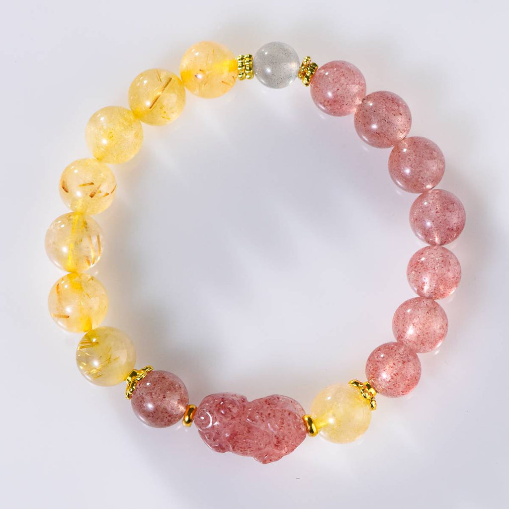 Royal Love Strawberry Quartz & Pi Xiu Abundance Bracelet