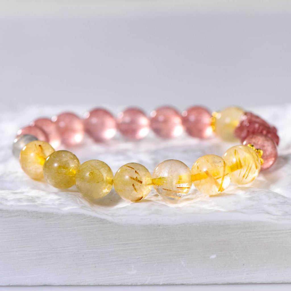 Royal Love Strawberry Quartz & Pi Xiu Abundance Bracelet