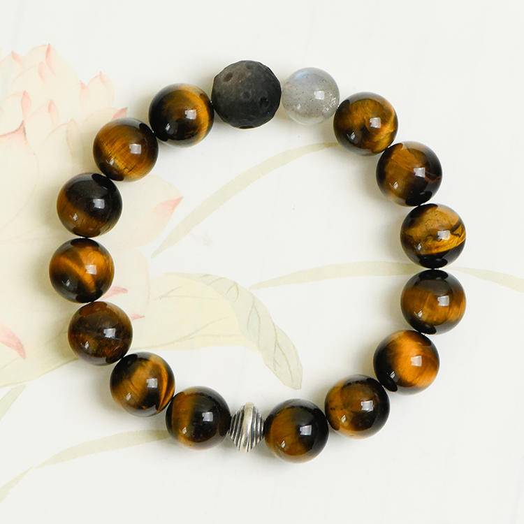 Earth & Sky Tiger Eye, Silver Obsidian & Moonstone Wisdom Bracelet