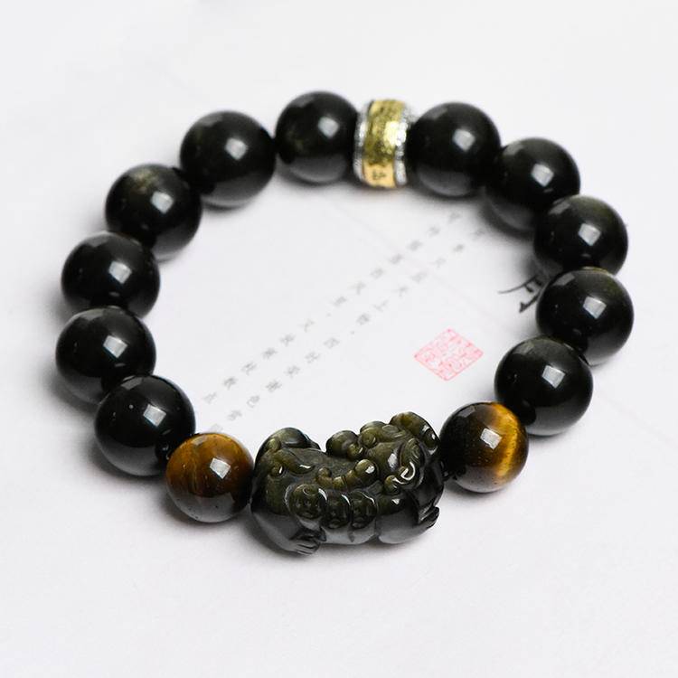 Wealth Guardian Golden Obsidian & Tiger Eye Pi Xiu Bracelet