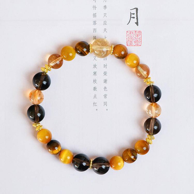 Golden Ascent Tiger Eye, Smoky Quartz & Tower Quartz Wisdom Bracelet