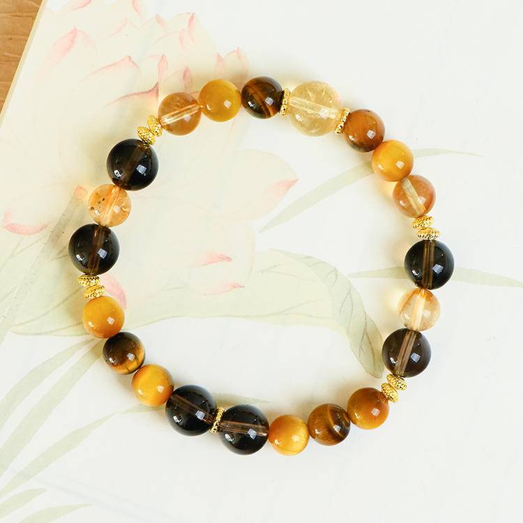 Golden Ascent Tiger Eye, Smoky Quartz & Tower Quartz Wisdom Bracelet
