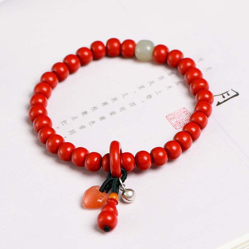 Sacred Balance Cinnabar, Jade & Red Agate Apple-Bead Bracelet