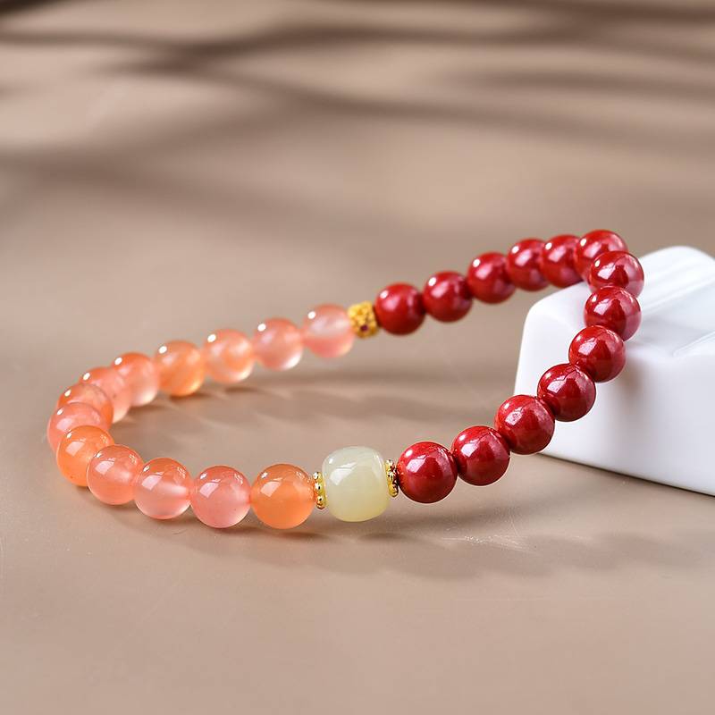 Prosperity Shield Southern Red Agate & Cinnabar Protection Bracelet