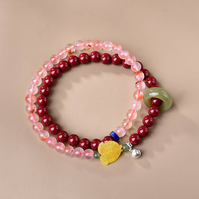 Royal Protection Purple Gold Cinnabar Double Bracelet