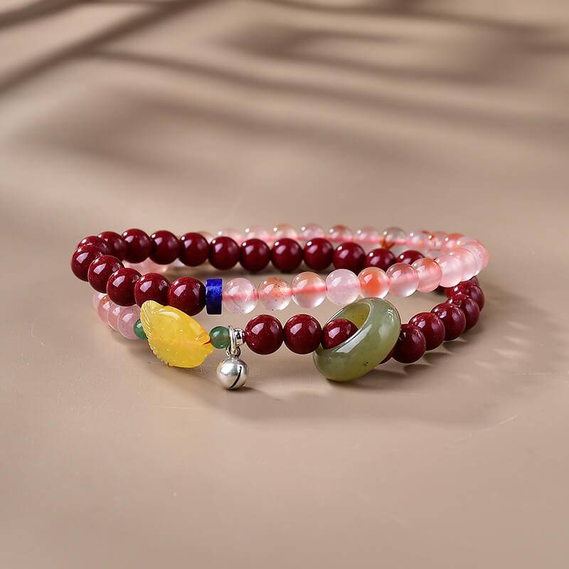 Royal Protection Purple Gold Cinnabar Double Bracelet