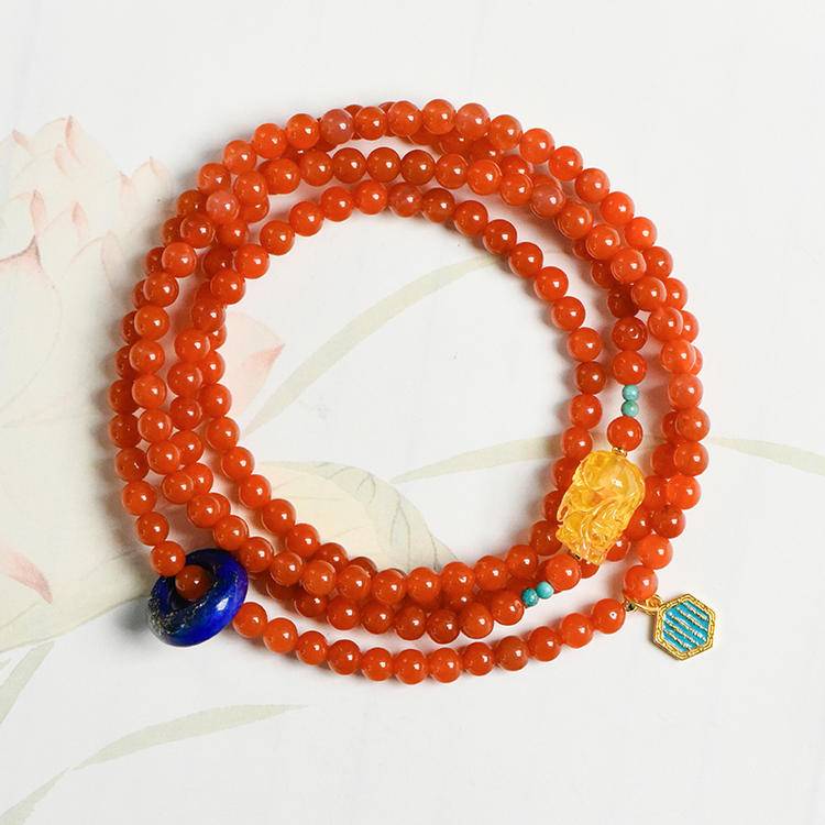 Wealth Guardian Southern Red Agate Pi Xiu Triple Bracelet