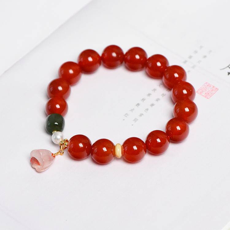 Sacred Growth Red Agate Lotus Awakening Bracelet