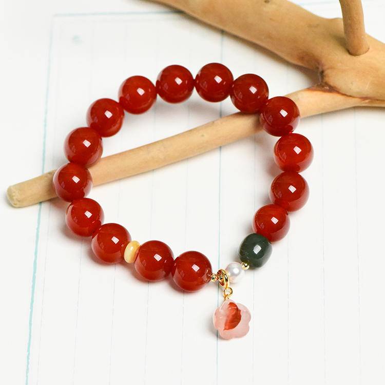 Sacred Growth Red Agate Lotus Awakening Bracelet