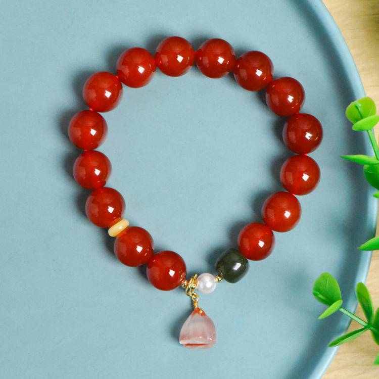 Sacred Growth Red Agate Lotus Awakening Bracelet