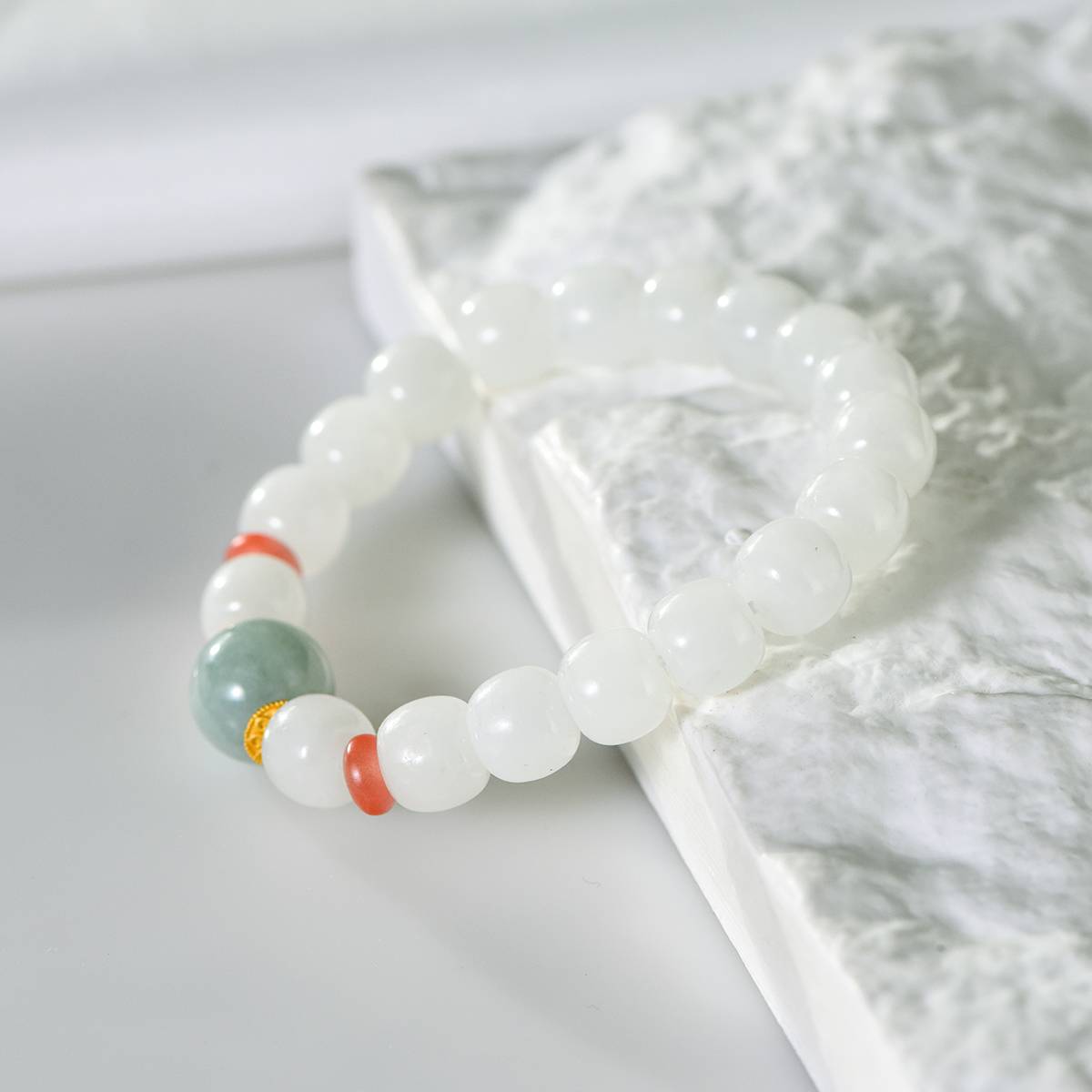 Pure Wisdom White Hetian Jade Jadeite Bracelet