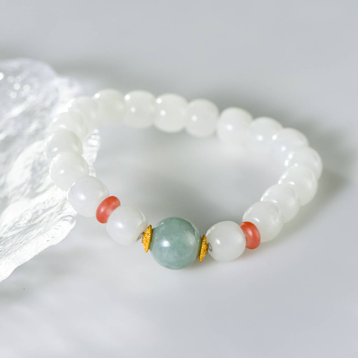 Pure Wisdom White Hetian Jade Jadeite Bracelet