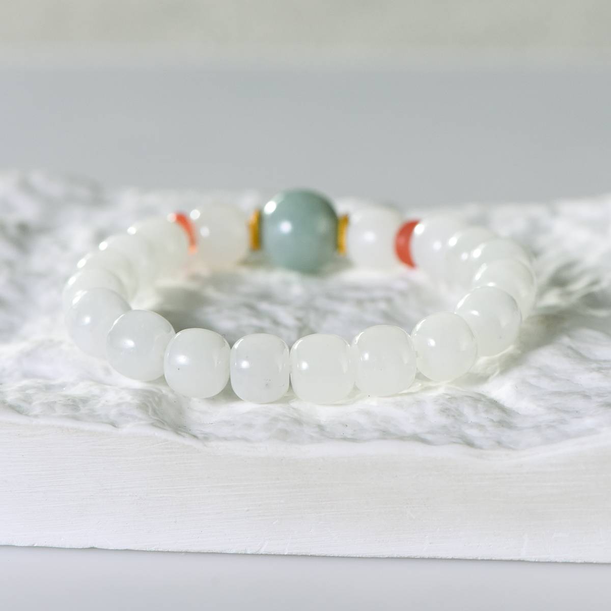 Pure Wisdom White Hetian Jade Jadeite Bracelet