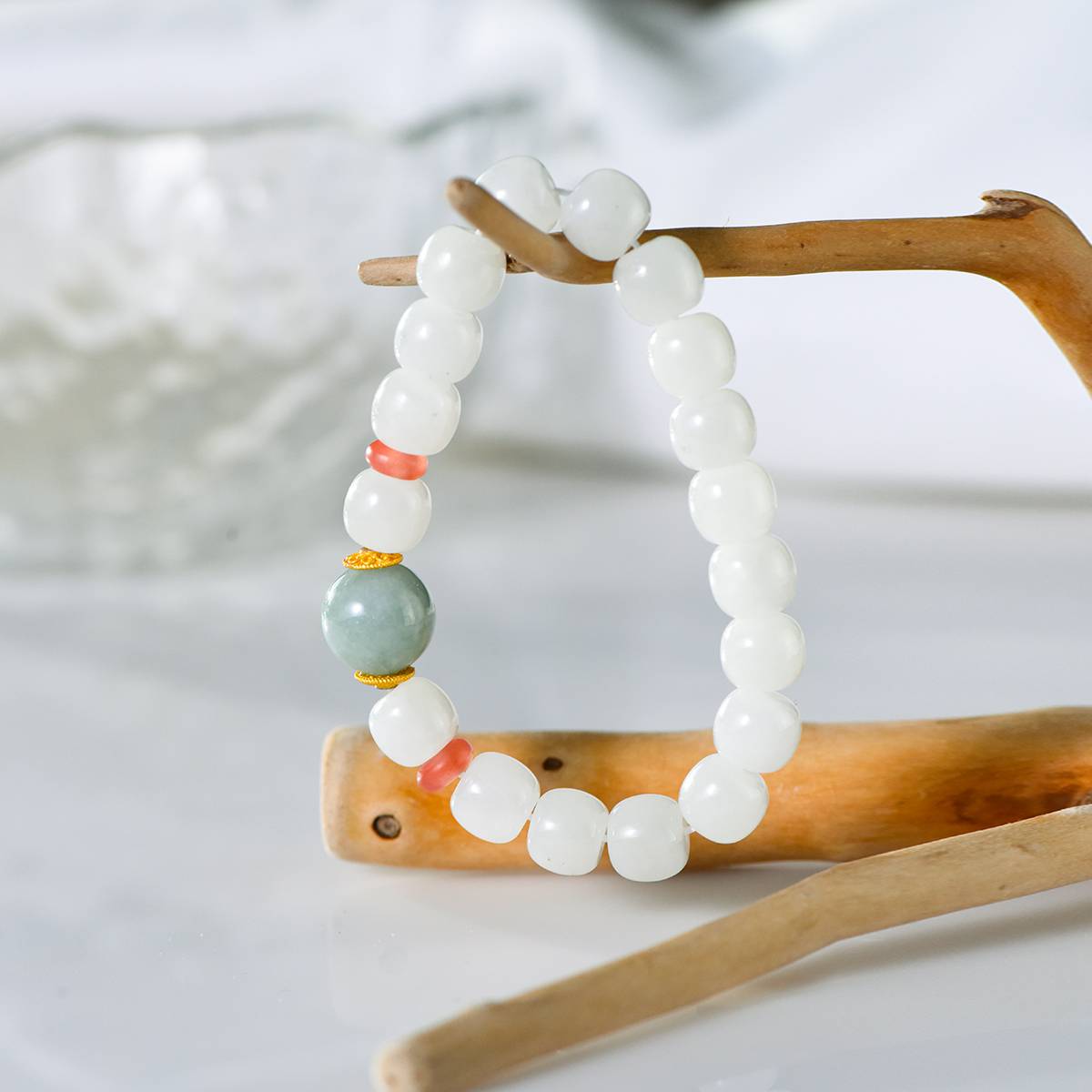 Pure Wisdom White Hetian Jade Jadeite Bracelet
