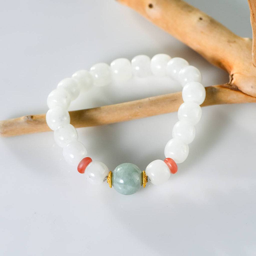 Pure Wisdom White Hetian Jade Jadeite Bracelet
