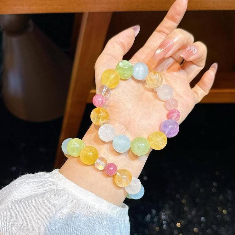 Healing bracelet featuring rhodochrosite and aquamarine for balance, calmness, and emotional clarity.